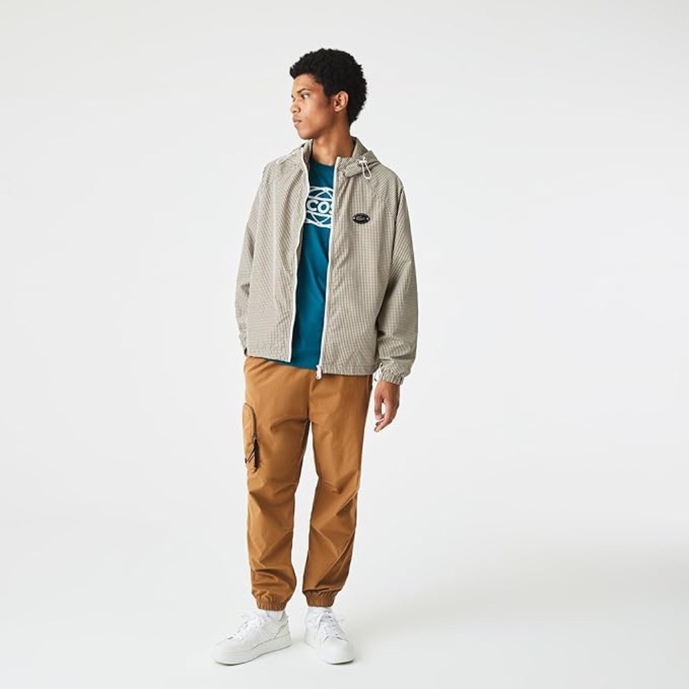 Lacoste Men's Hooded Check Twill Jacket